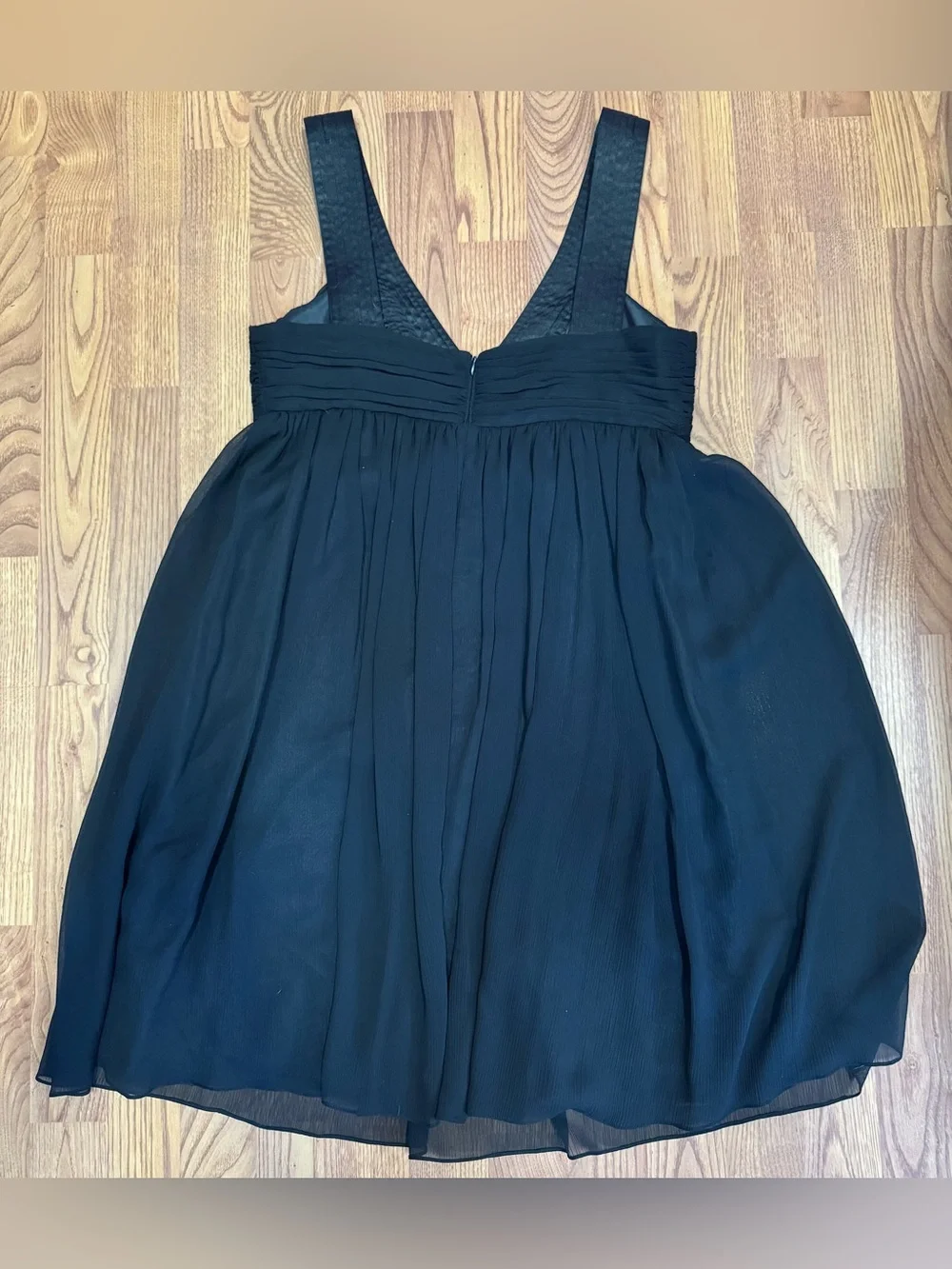 London Times Black V-Neck Chiffon Empire Dress (B10) - Picture 4 of 5